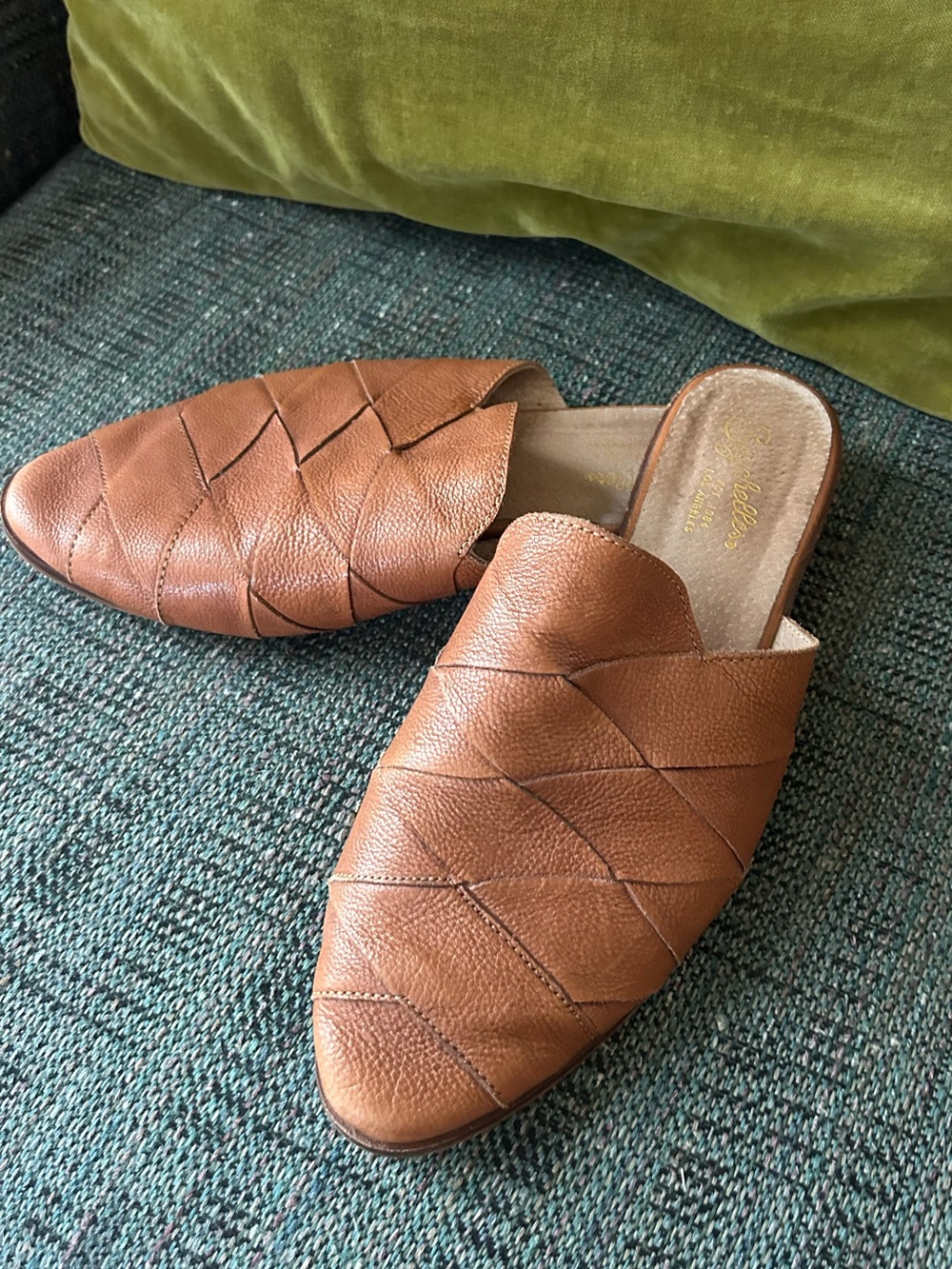 Seychelles Women’s Slip-On Woven Leather Mules in chestnut brown 8.5